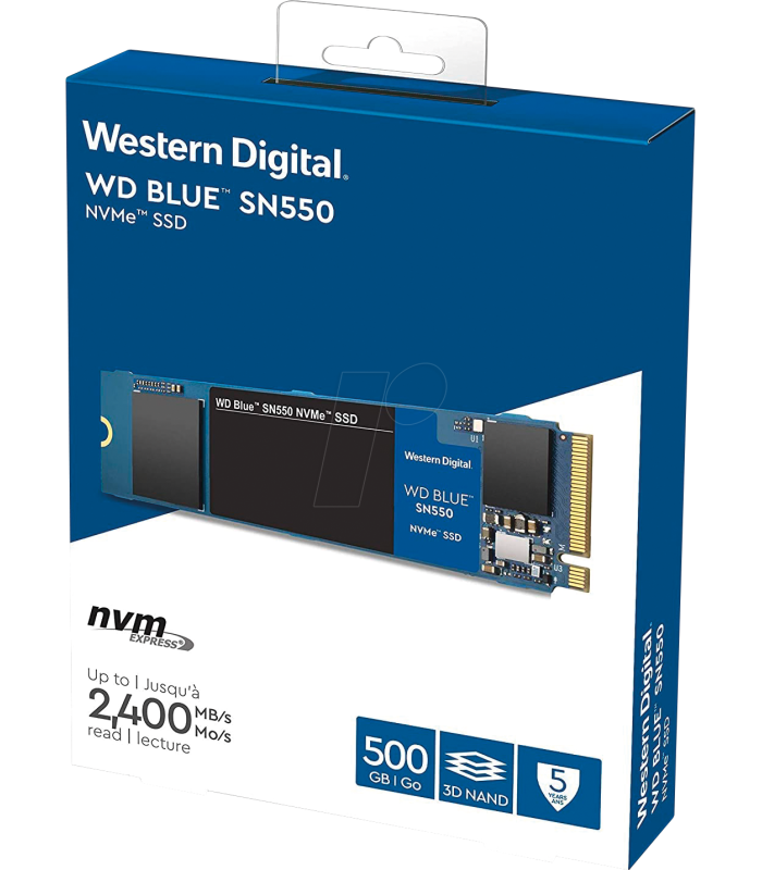 SSD WD BLUE SN550 500GB NVMe /M.2 2280 /3D NAND/ 2400-1750MB/s RW WDS500G2B0C