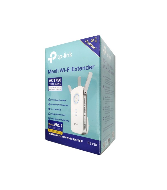 EXTENSOR WIFI TP-LINK RE450 AC1750 DUAL 2,4/5GHz/3 ANTENAS EXT/1P Ethernet LAN 10/100/1000Mbps/