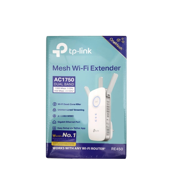 EXTENSOR WIFI TP-LINK RE450 AC1750 DUAL 2,4/5GHz/3 ANTENAS EXT/1P Ethernet LAN 10/100/1000Mbps/