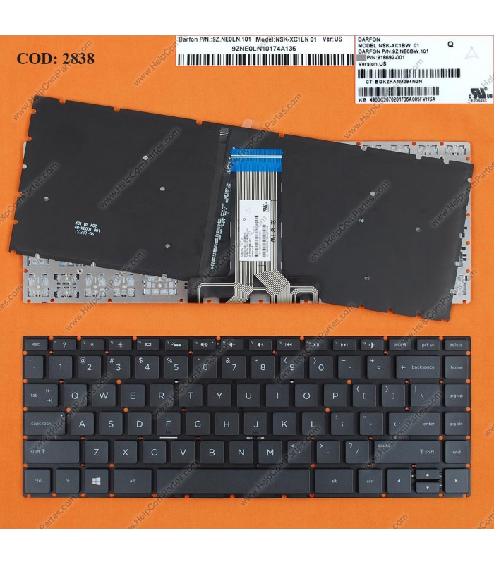 TECLADO HP PAV 14-BS 14-BW 14-BS000 14-BS100 14-BS500 14T-BS000 14Z-BW000 14-CE0000 240 245 246 G6 BK BL US