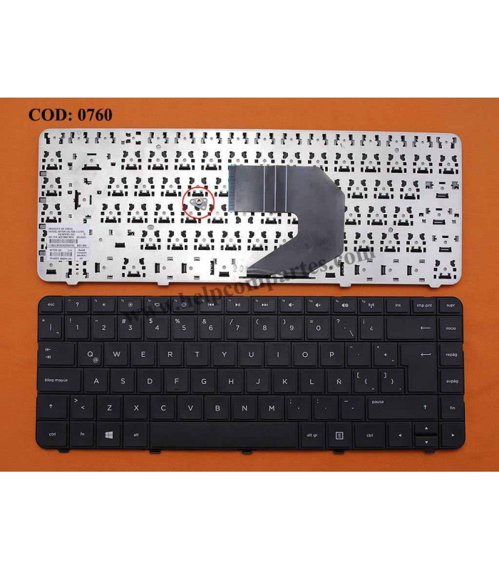 TECLADO HP G4-1000 G6-1000 CQ45 HP 430 450 455 240 245 HP 250 G1 HP 1000 2000 CQ43 CQ57 SERIES SIN MARCO 698694-161 BK LA ORIG.